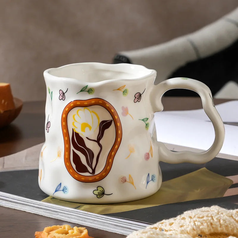 Handmade Flower Ceramic Mug - Dreamy Design for Coffee Lovers