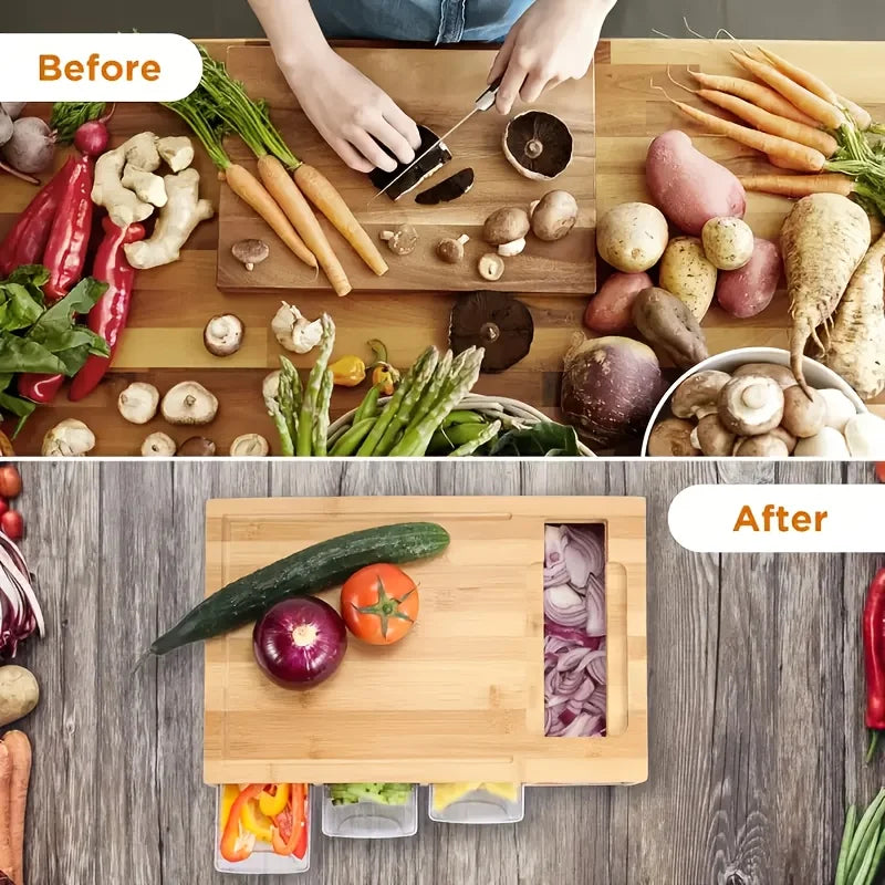 강판이 포함된 대나무 도마 세트 & 보관 – 가정 요리사를 위한 친환경 주방 도구