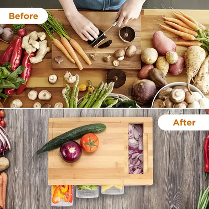 강판이 포함된 대나무 도마 세트 & 보관 – 가정 요리사를 위한 친환경 주방 도구