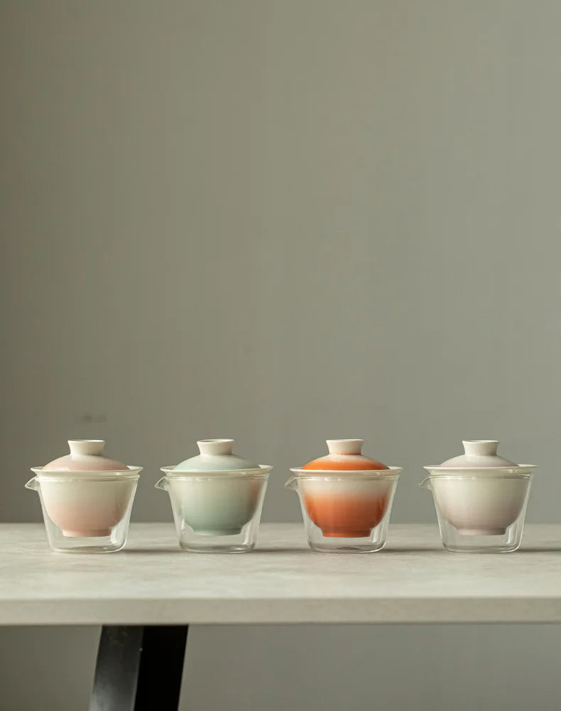 애호가를 위한 우아한 그라데이션 핑크 티 세트 | 휴대용 & 스타일리시한