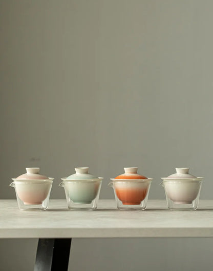 애호가를 위한 우아한 그라데이션 핑크 티 세트 | 휴대용 & 스타일리시한