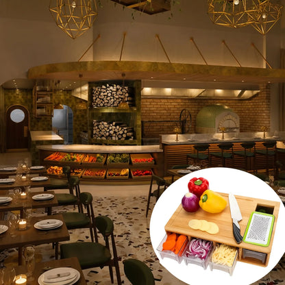 강판이 포함된 대나무 도마 세트 & 보관 – 가정 요리사를 위한 친환경 주방 도구