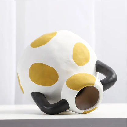 手绘奶壶陶瓷花瓶 - 巧妙家居装饰