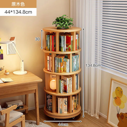 实木360°旋转书架——为孩子们节省空间的时尚