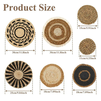 波西米亚风格壁篮 - 手工编织海草装饰，打造时尚空间