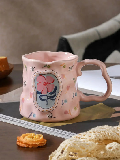 Handmade Flower Ceramic Mug - Dreamy Design for Coffee Lovers