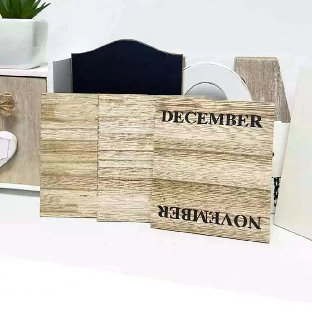 Elegant Wooden Perpetual Calendar - Timeless Desk Essential