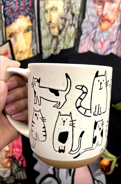 Super Cute Hand-painted Ceramic Tea Cup Cartoon Cat Large Capacity Coffee Mug Cups Home Office Kitchen Bar Creative Gift