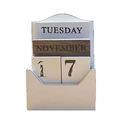 Elegant Wooden Perpetual Calendar - Timeless Desk Essential
