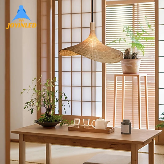 Rustic Hand-Woven Bamboo Lampshade: Cozy Home Decor Lighting