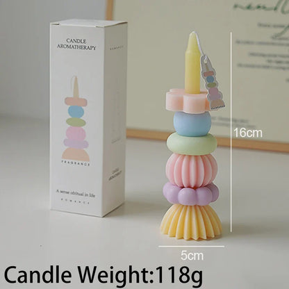Candela profumata con geometria impilabile – Elegante decorazione in cera di soia