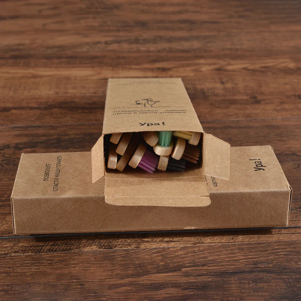 环保竹牙刷套装，带来充满活力的微笑 - 10 支装