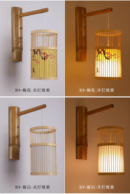 Rustic Bamboo Wall Sconce Lamp – Eco-Friendly Home Decor