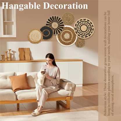 Boho Seagrass Wall Baskets - Artisan Decor Set for Chic Spaces
