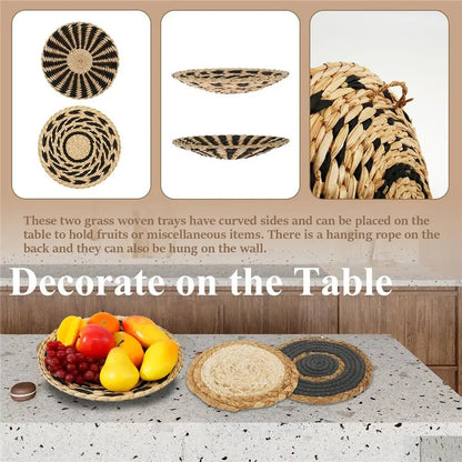 波西米亚风格壁篮 - 手工编织海草装饰，打造时尚空间