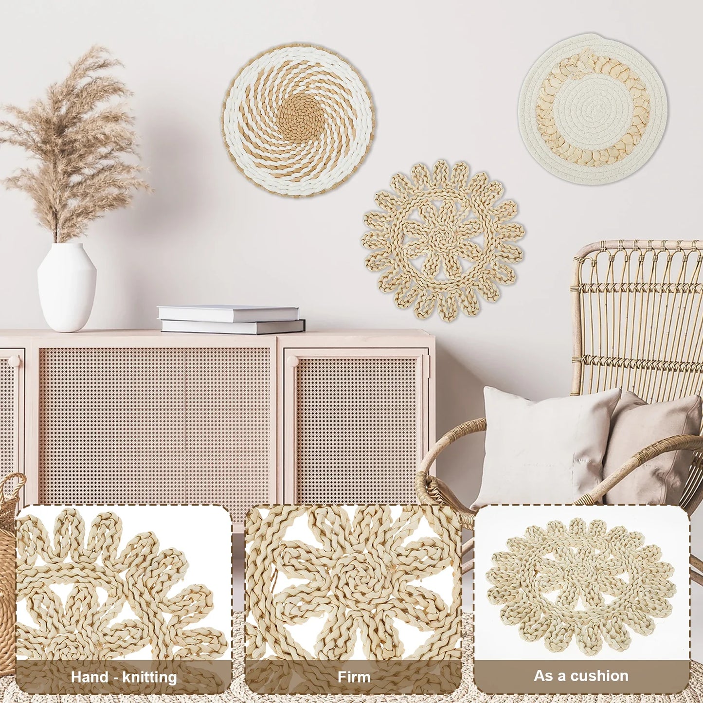 手工编织壁篮套装 - 适合装饰爱好者的质朴魅力