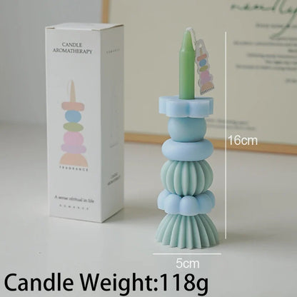 Candela profumata con geometria impilabile – Elegante decorazione in cera di soia