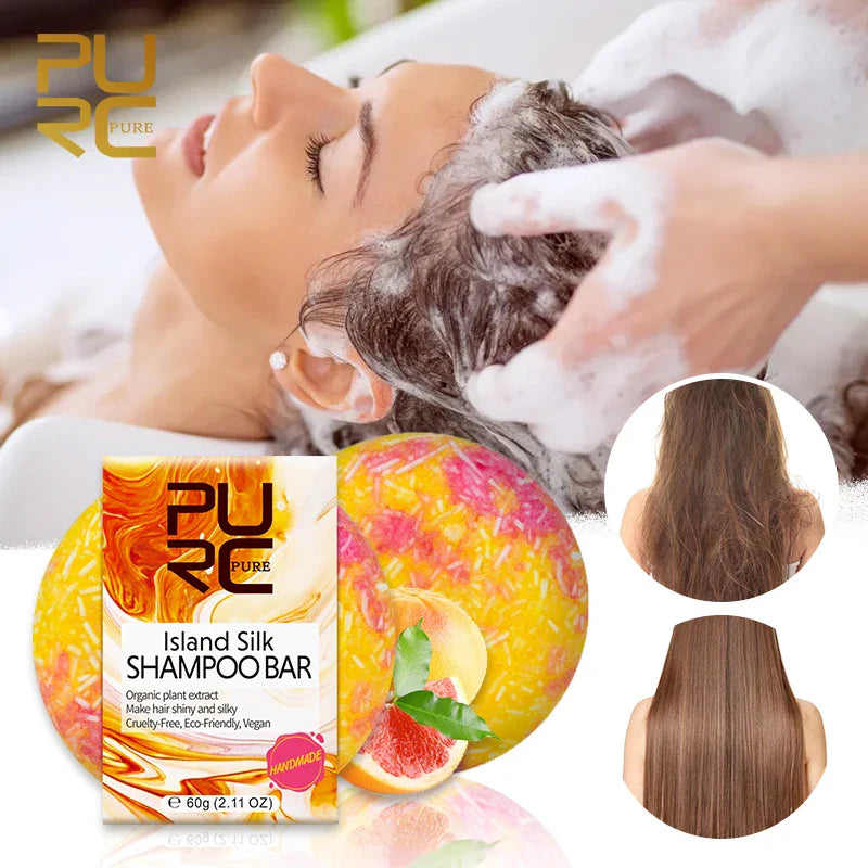 PURC Island Silk Shampoo Bar - Smoothing & Shiny Hair, Travel-Friendly