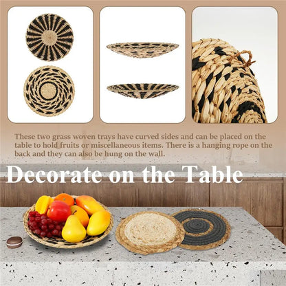 波西米亚风格壁篮 - 手工编织海草装饰，打造时尚空间