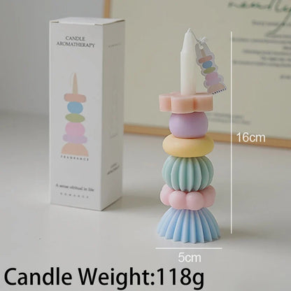 Candela profumata con geometria impilabile – Elegante decorazione in cera di soia