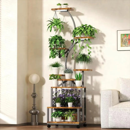 Support pour plantes d'intérieur & Lampe de croissance - Étagère d'angle élégante pour les amoureux des plantes