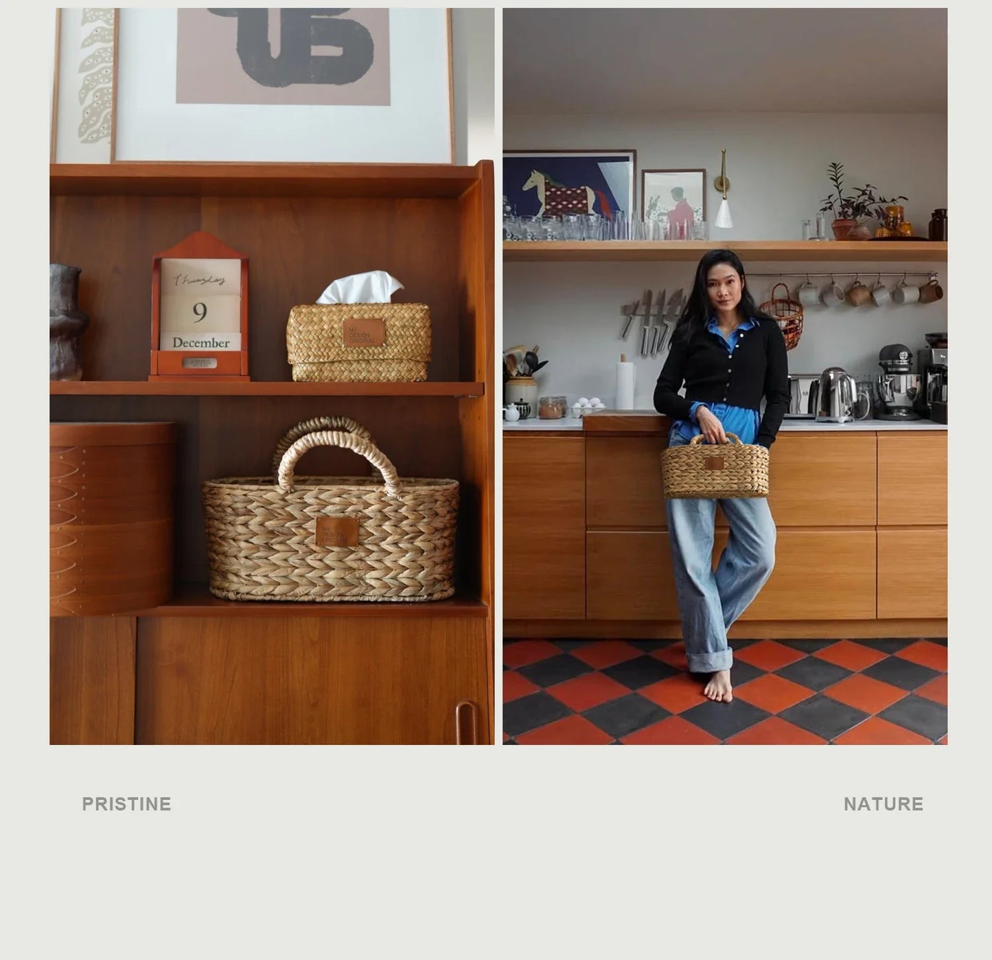 손으로 짠 해초 바구니 - 친환경 홈 정리함