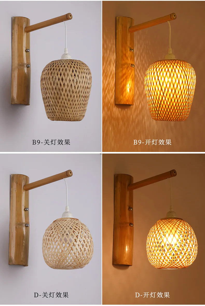Rustic Bamboo Wall Sconce Lamp – Eco-Friendly Home Decor
