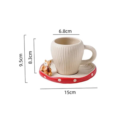 Mushroom Ceramic Cup with Lid – Joyful Breakfast Drinkware
