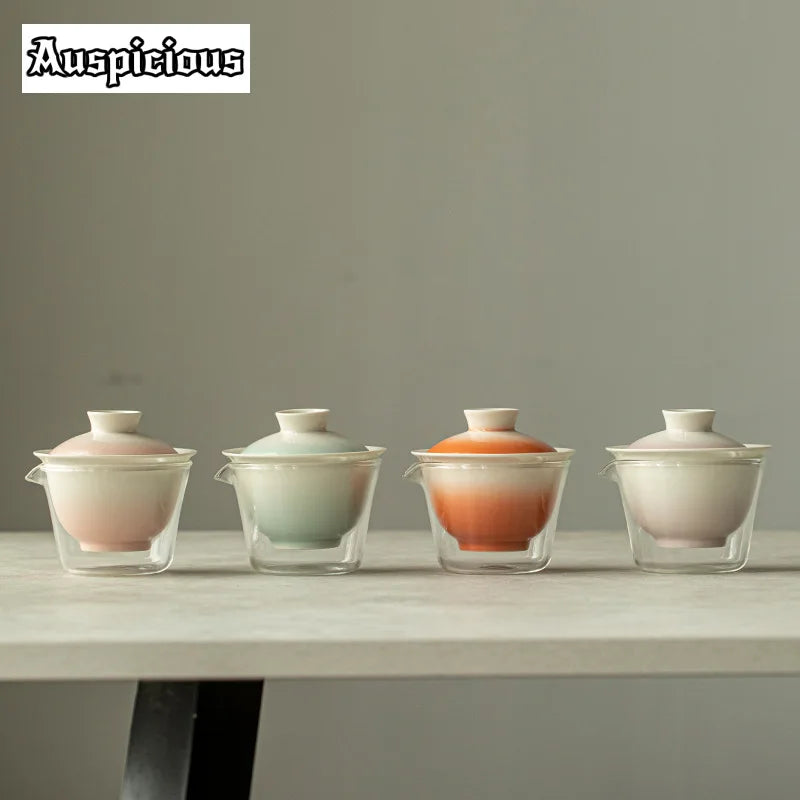 애호가를 위한 우아한 그라데이션 핑크 티 세트 | 휴대용 & 스타일리시한