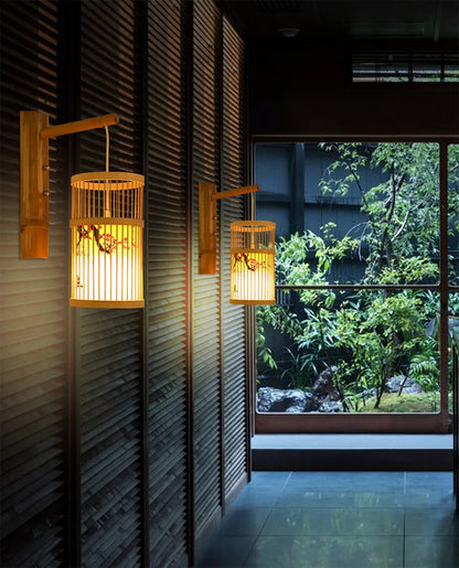Rustic Bamboo Wall Sconce Lamp – Eco-Friendly Home Decor