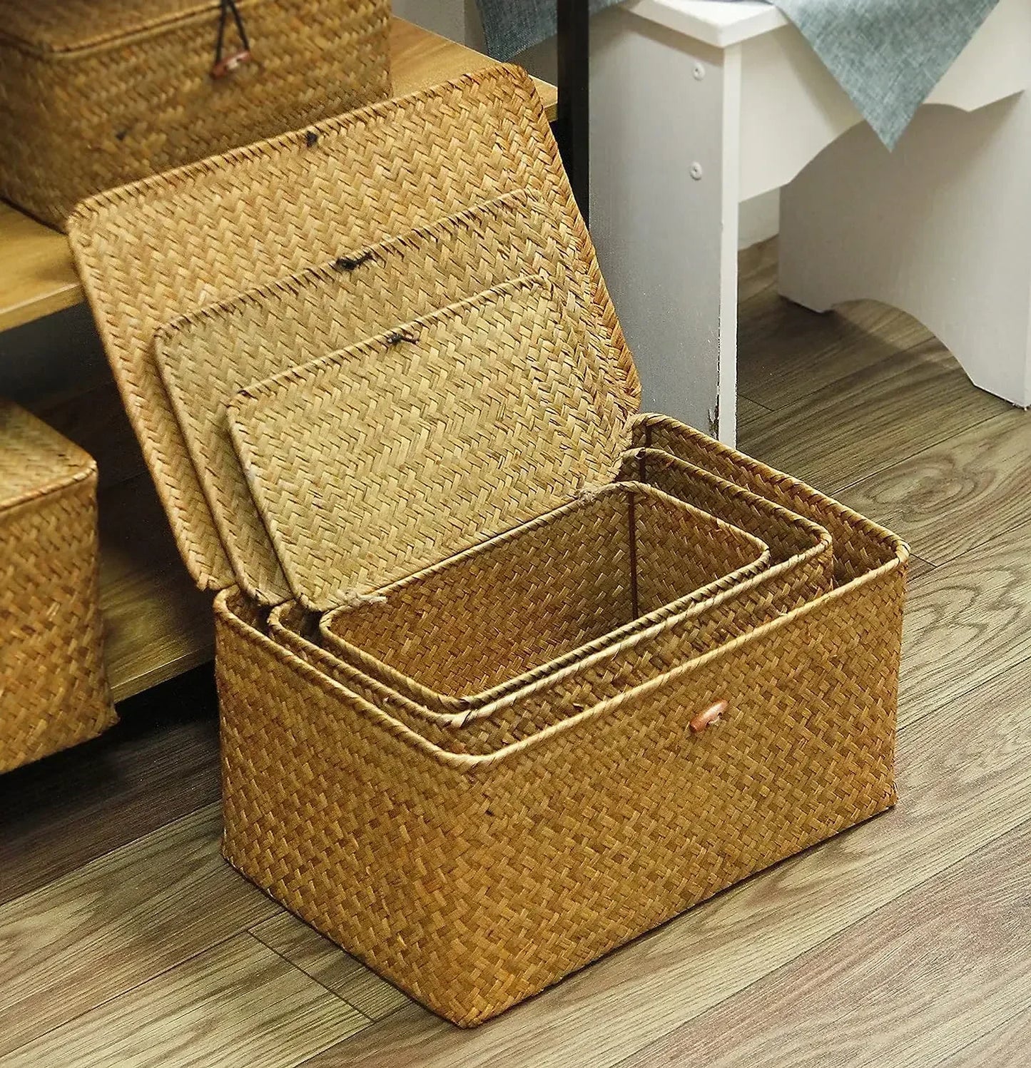 Handwoven Seagrass Storage Baskets Set - Stylish & Eco-Friendly